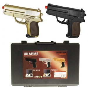 UKARMS Airsoft Pistol 1 dual p.618 spring airsoft hand guns - gold & black(Airsoft Gun)