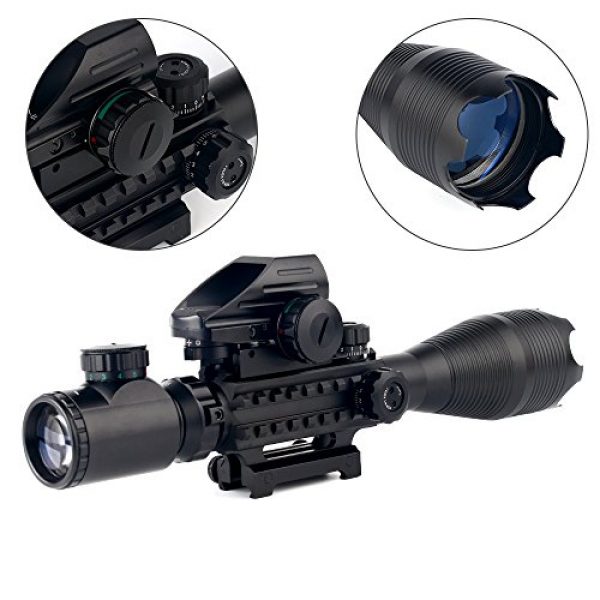 UUQ Rifle Scope 4 UUQ 4-16x50EG Tactical Rifle Scope Red/Green Illuminated Range Finder Reticle with Green Laser and Multi Optical Coated Holographic Dot Sight