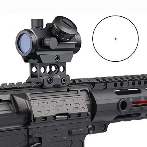 MUJING Rifle Scope 5 Red Dot Sight 1X25 Sights Reflex with 20mm Rail Mount & Increase Riser Rail
