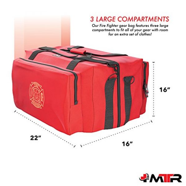 MTRSuper.com Tactical Backpack 3 Fire Medic Gear Bag - Reinforced, Water Resistant, Deluxe Step-in Duffle Turnout Firefighter Emergency Response EMT E.M.S; Padded Shoulder Strap; Three Large Compartments - Maltese Cross; By Med-Tech