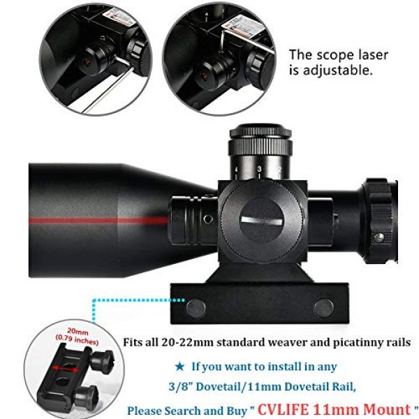 CVLIFE Rifle Scope 5 CVLIFE 2.5-10x40e Red & Green Illuminated Scope with 20mm Mount