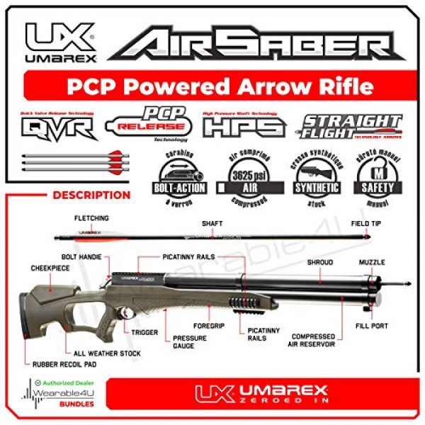Wearable4U Air Rifle 2 Umarex AirSaber PCP Powered Arrow Air Rifle with 3 Carbon Fiber Arrows with Included Wearable4U Bundle