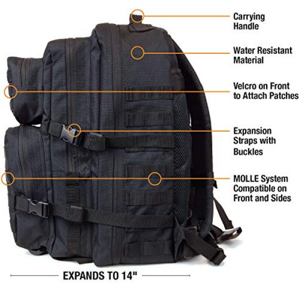 Excello Global Products Tactical Backpack 3 Excello Global Products High Capacity Black Tactical Backpack 50L Bundle with 42-Piece First Aid Kit, Adjustable Beam Flashlight, and 5 Journal Notebooks