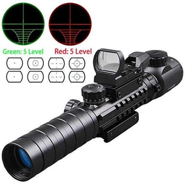 Luger Rifle Scope 6 Luger Tactical 3-9X32EG Optical Dual Red Green Illuminated Crosshair Range Finder Rifle Scope with Red Green Reflex 4 Reticles Sight
