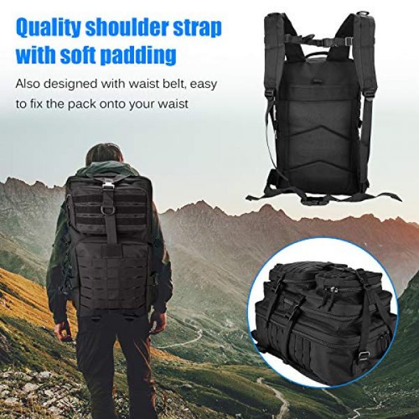 ProCase Tactical Backpack 7 ProCase Military Tactical Backpack, 48L Large Rucksack 3 Day Outdoor Army Assault Molle Pack Go Bag Backpacks -Black