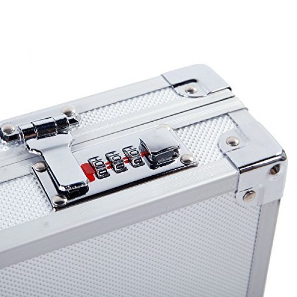 TUFFIOM Airsoft Pistol Case 7 TUFFIOM 17.7" x 4.3" x 1.6" Aluminum Locking Gun Pistol Handgun Lock Box Hard Storage Carry Case Silver