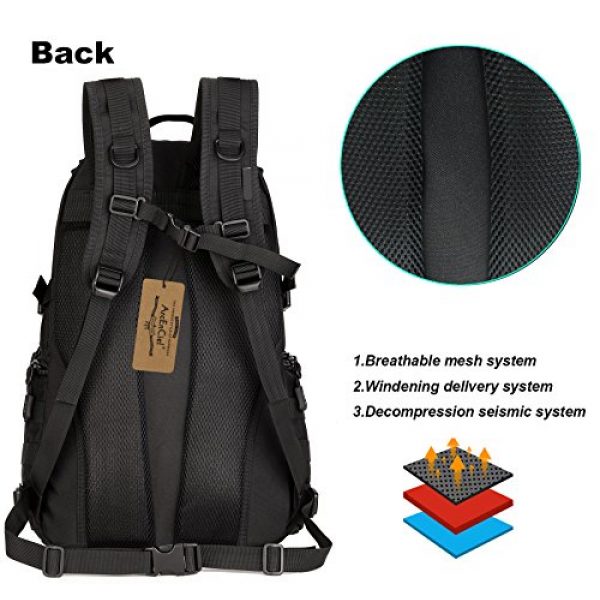 ArcEnCiel Tactical Backpack 4 ArcEnCiel Tactical Backpack Military Army Day Assault Pack Molle Bag with Patch - Rain Cover Included