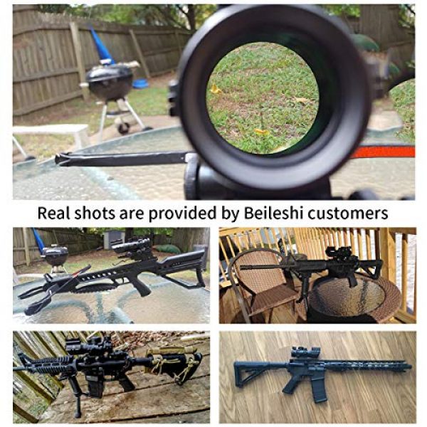 Beileshi Rifle Scope 6 Beileshi Rifle Scope 4x32 Red/Green/Blue Triple Illuminated Rapid Range Reticle Scope with Top Fiber Optic Sight and Weaver Slots