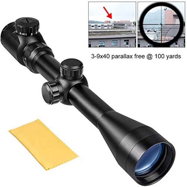 QILU Rifle Scope 7 QILU 3-9x40 Rangefinder Red & Green Illuminated Reticle Optics Hunting Scope 1 Inch Tube