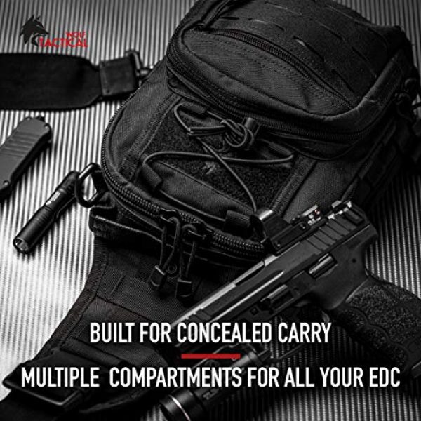 WOLF TACTICAL Tactical Backpack 4 WOLF TACTICAL Compact EDC Sling Bag - Concealed Carry Shoulder Bag for Range, Travel, Hiking, Outdoor Sports