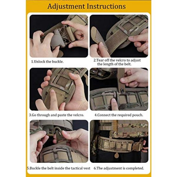 Outdoor Base Tactical Belt 6 Outdoor Base Tactical Battle Belt Padded Patrol Molle Belts Adjustable Wasit for Airsoft Combat Hunting Paintball