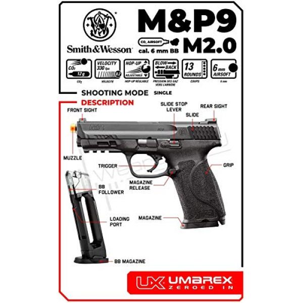 M&P9 Airsoft Pistol 2 Umarex S&W M&P9 M2.0 C02 Blowback Black Airsoft BB Pistol