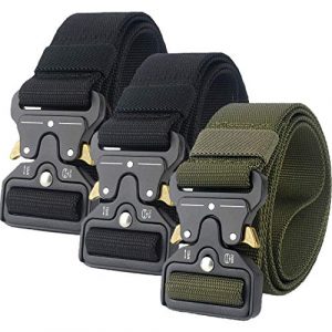Clobri Tactical Belt 1 Clobri 3 Pack Tactical Belt,Military Style Riggers Belt,1.5 Inch Nylon Webbing Belt with Heavy-Duty Quick-Release Buckle for Men