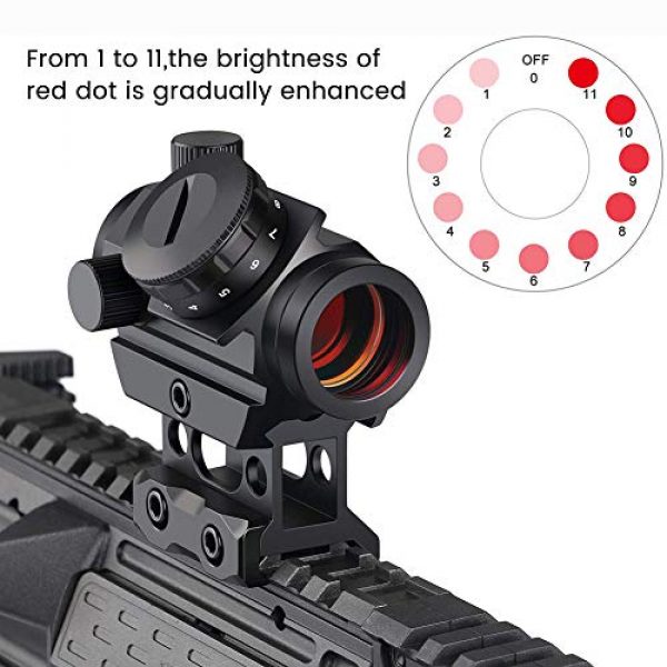 MUJING Rifle Scope 4 Red Dot Sight 1X25 Sights Reflex with 20mm Rail Mount & Increase Riser Rail