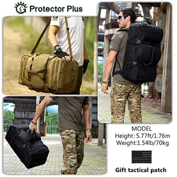 Protector Plus Tactical Backpack 3 Protector Plus Tactical Travel Backpack 60L Military MOLLE Duffel Bag Luggage Suitcase Hiking Camping Outdoor Rucksack (Rain Cover & Patch Included)