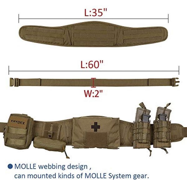 KRYDEX Tactical Belt 5 KRYDEX Men's Tactical Belt MOLLE Padded Patrol Belt with Mesh Lining for Shooting Airsoft Wargame Paintball Hunting