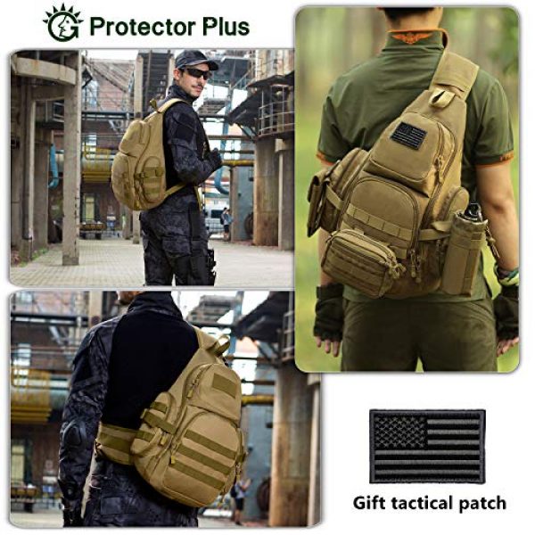 Protector Plus Tactical Backpack 3 Protector Plus Tactical Sling Bag Military MOLLE Crossbody Pack (Patch Included)