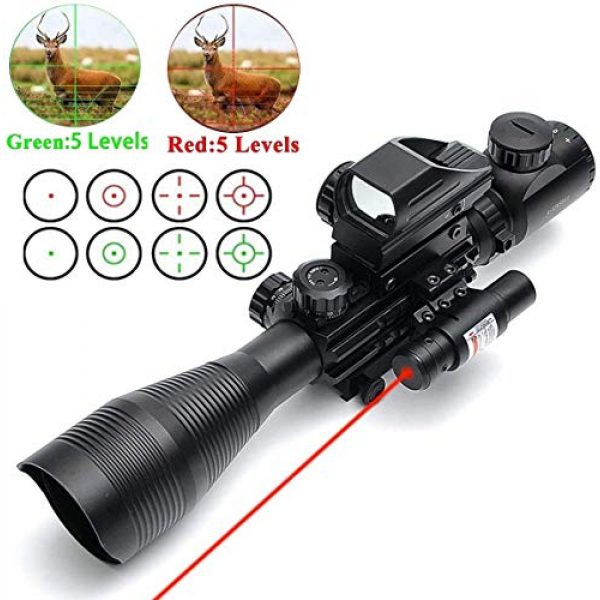 BESTSIGHT Rifle Scope 4 BESTSIGHT 4-12X50 Tactical Rifle Sight with Red Dot, Laser Scope and Accessories for Hunting/Shooting