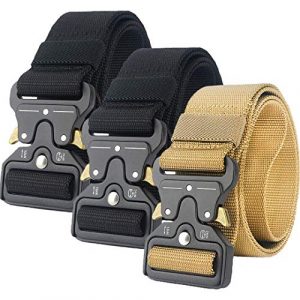 Clobri Tactical Belt 1 Clobri 3 Pack Tactical Belt,1.5 Inch Nylon Web Duty Gun Belt with Heavy-Duty Quick Release Metal Buckle for Men