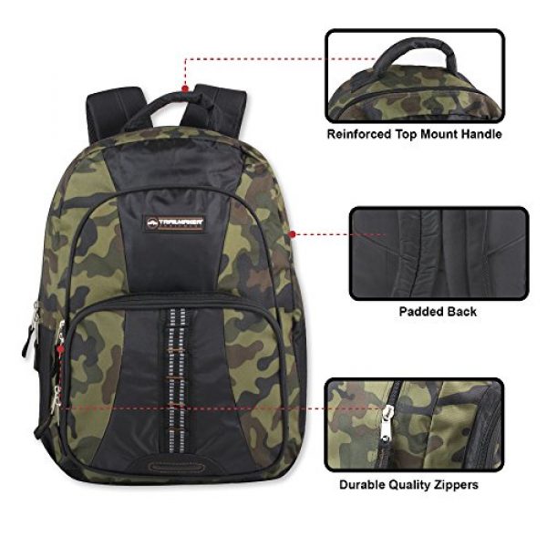 Trailmaker Tactical Backpack 2 Trail maker Tactical Camo Backpack for Boys, Girls, Men, Women for School and Travel (Green Camo)
