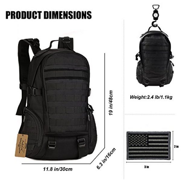 ArcEnCiel Tactical Backpack 5 ArcEnCiel Tactical Backpack Military Army Day Assault Pack Molle Bag with Patch - Rain Cover Included