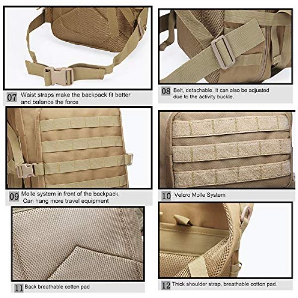 Suoki Tactical Backpack 5 Suoki 45L Molle Rucksack Outdoor Bug Out Bag Hiking Camping Backpack for Men Women