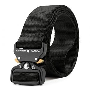 Fairwin Tactical Belt 1 Fairwin Tactical Belt, Military Style Webbing Riggers Web Belt Heavy-Duty Quick-Release Metal Buckle Belt for Men