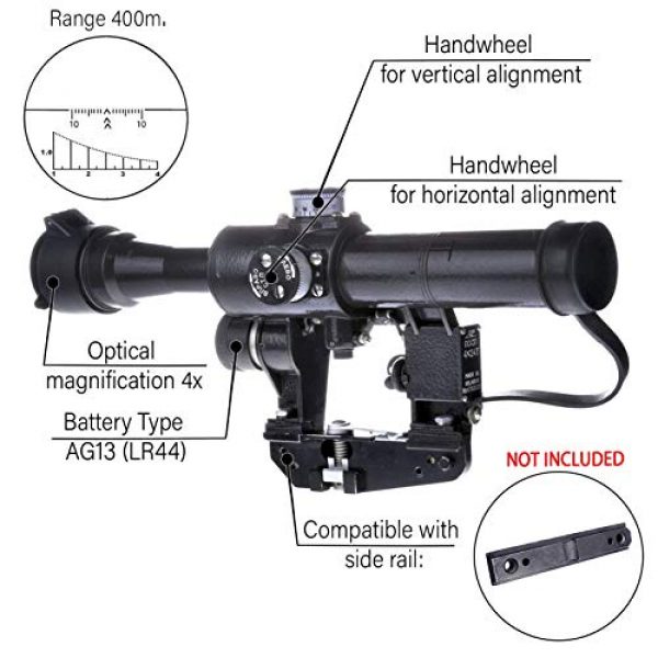 BelOMO Rifle Scope 2 BelOMO POSP 4x24 T. Optical Rifle Scope. Russian Side Mount. 400m Rangefinder. 1 MOA. Combloc