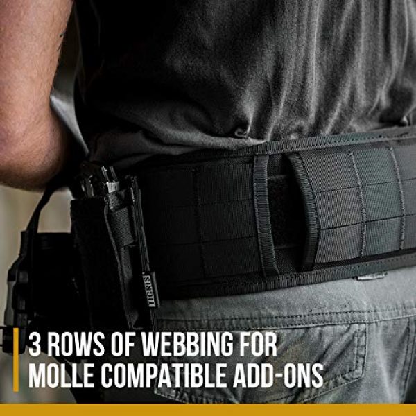 OneTigris Tactical Belt 3 OneTigris Padded Patrol Belt Dual-use MOLLE Belt with Mesh Lining for Shooting Airsoft Wargame Paintball Hunting