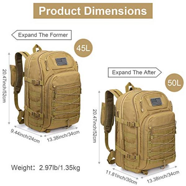 G4Free Tactical Backpack 2 G4Free Expandable Tactical Backpack Military Shoulder Pack 45L-50L Army Molle 3 Day Assault Rucksack