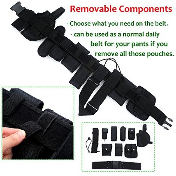 YAHILL Tactical Belt 6 YAHILL Law Enforcement Utility Tactical Belt, Security Military Police Gear Heavy Duty Belt Nylon Combat Officer Equipment with Pouches Holster Gear, Black