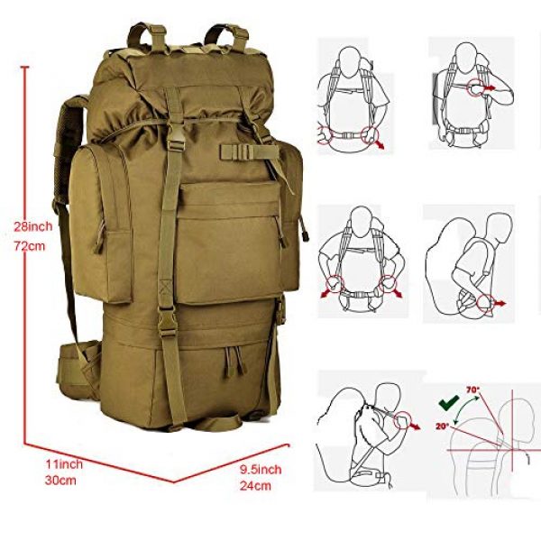 Suoki Tactical Backpack 2 Molle Backpack 65L Waterproof Internal-Frame Hiking Camping Rucksacks With Rain Cover