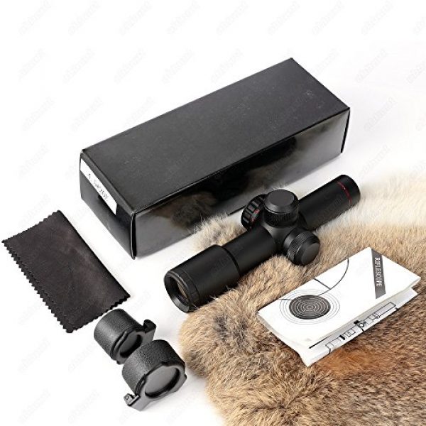 ohhunt Rifle Scope 6 ohhunt 4.5x20E Compact Hunting Rifle Scope Red Illuminated Glass Etched Reticle Riflescope with Flip-Open Lens Caps and Rings