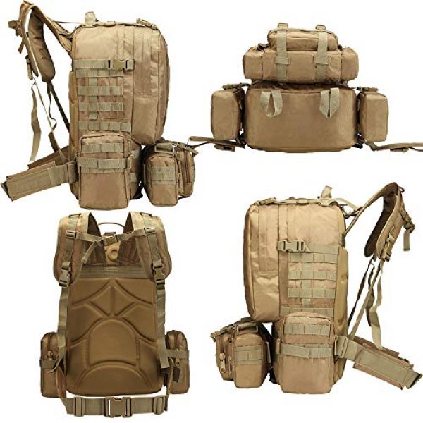 Suoki Tactical Backpack 3 Tactical Backpack 55L with Built-up 3 MOLLE Bags Rucksacks for Travelling