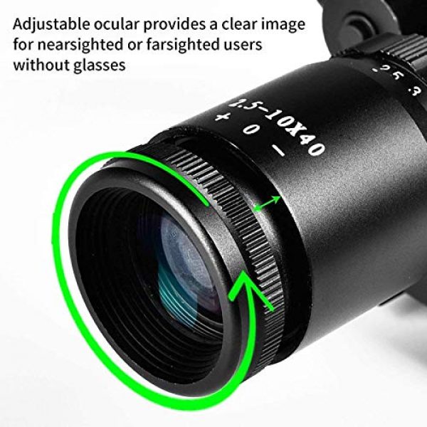 QILU Rifle Scope 6 QILU 2.5-10x40e Red & Green illuminated scope Perfect As A Hunting scope, Tactical scope, Paintball scope, Or Airsoft scope