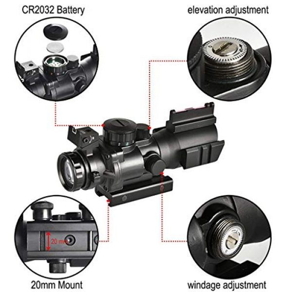 AJDGL Rifle Scope 4 AJDGL 4x32mm Rifle Scope Reflex Optics Tactical Sight for Hunting Gun Rifle Airsoft Sniper Magnifier, 20mm Rail