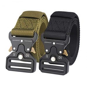 DERAYEE Tactical Belt 1 DERAYEE 2pack Military Tactical Belts, 1.5" Nylon Web Rigger Belts for Men with Heavy-Duty Quick-Release Buckle