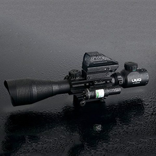 UUQ Rifle Scope 3 UUQ C4-12X50 Rifle Scope Dual Illuminated Reticle W/Green Laser Sight and Holographic Dot Reflex Sight