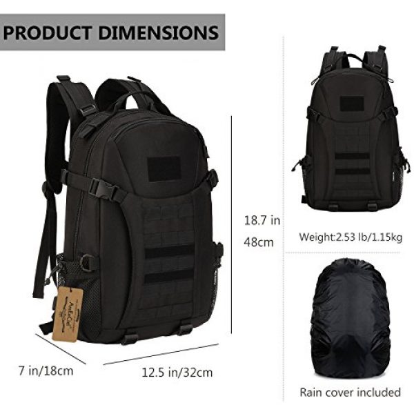 ArcEnCiel Tactical Backpack 3 ArcEnCiel Motorcycle Backpack Tactical Military Molle Gym Badminton Bag with Patch - Rain Cover Included