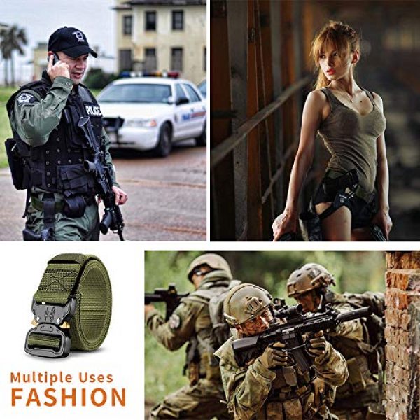 LAFALInK Tactical Belt 4 LAFALInK Men's Tactical Belt,1.5 inch Tactical Belts for Men, with Quick Release Metal Buckle, Hook Adjustable Military Style Nylon Belts with Tactical Package