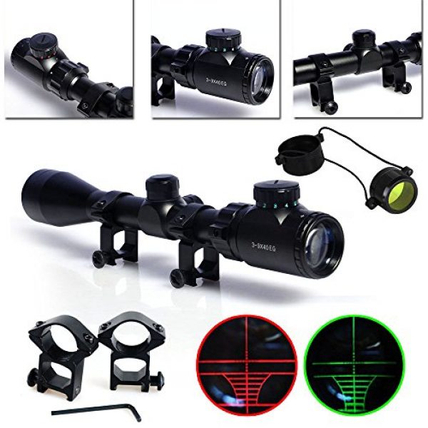Gazelle Trading Rifle Scope 2 Aukmont 3-9X40 Red & Green Sniper Hunting Rifle Airgun Scope Telescopic Sight Illuminated 20mm Rail Mounts