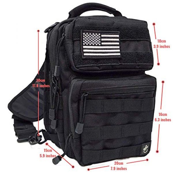 Gecko Equipments Tactical Backpack 4 Gecko Tactical Sling Backpack, Small Military Bag, Free American Flag Patch & Bottle Opener. Molle shooting range shoulder bag.