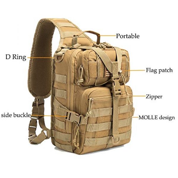 SHELCUP Tactical Backpack 2 SHELCUP EDC Sling Bag Pack, Rover Shoulder Molle Backpack, with USA Flag Patch