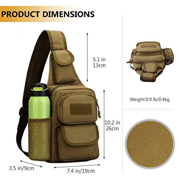 Protector Plus Tactical Backpack 5 Protector Plus Tactical Sling Bag Military MOLLE Crossbody Pack Chest Shoulder Backpack with Water Bottle Holder Pouch EDC Diaper Motorcycle Daypack (Patch Included)