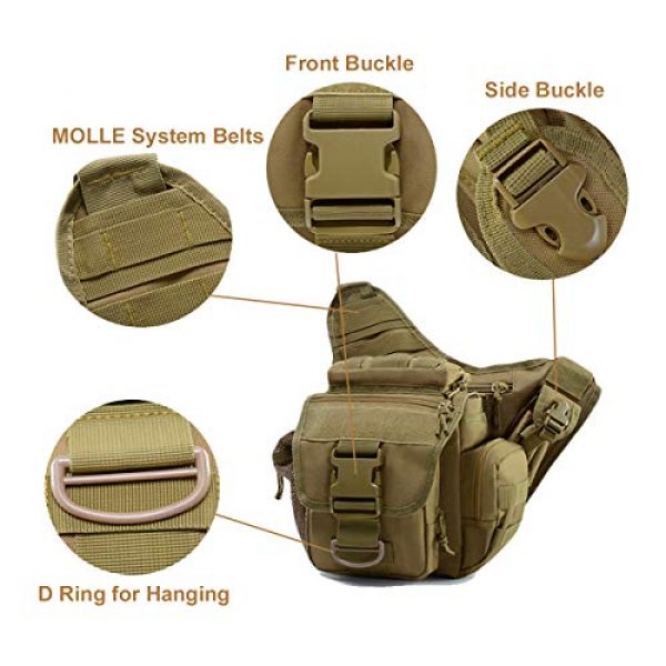 BraveHawk OUTDOORS Tactical Backpack 4 BraveHawk OUTDOORS Tactical Messenger Bag, 900D Oxford Waterproof Outdoor EDC Sling Pack for Fishing Hiking Camping Trekking Cycling