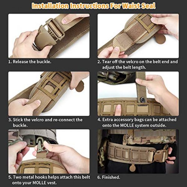 Huntvp Tactical Belt 5 Huntvp Patrol MOLLE Belt MOLLE Tactical Belts with Mesh Lining for Shooting Airsoft Wargame Paintball Hunting