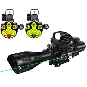 MidTen Rifle Scope 1 MidTen Riflescope Combo 4-12x50EG Dual Illuminated Optics & IIIA/2MW Laser Sight(Green) & 4 Holographic Reticle Red/Green Dot Sight & 20mm Scope Mount