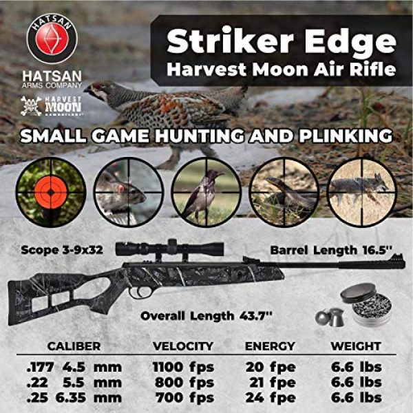 Wearable4U Air Rifle 2 Hatsan Striker Edge Spring Harvest Moon Combo Air Rifle with Wearable4U 100x Paper Targets and Lead Pellets Bundle