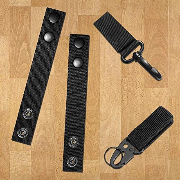 Sonku Tactical Belt 6 Sonku 6 Pcs Belt Keeper Double Snaps, Duty Belt Keeper for 2-2.25" Security Tactical Belt with 2 Pcs Webbing Key Ring and 1 Pcs Tactical Gear Belt Clip for Outdoor Sports Belt Fixing