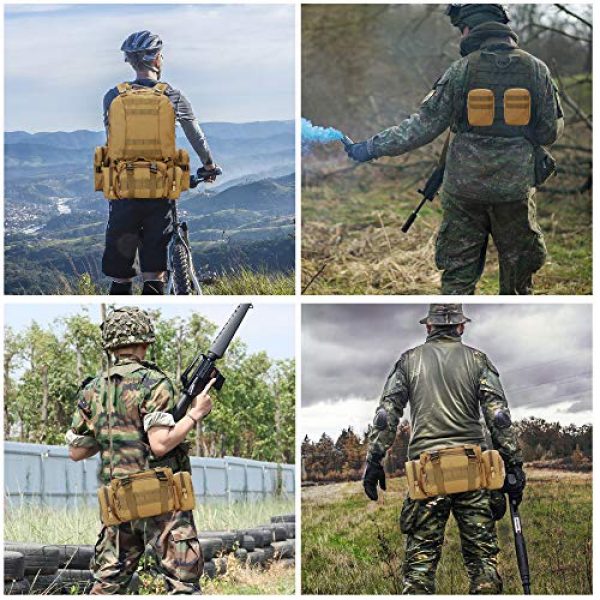 N/O Tactical Backpack 7 Camping Backpack for Men 55L Detachable Hiking Daypacks Travel Rucksack 3 day Pack